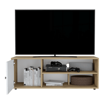 Mesa Para Tv Noah, Macadamia y Blanco Vainilla, para tv de hasta 55 pulgadas