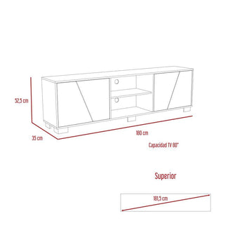 Mesa Para Tv Orus, Miel y Caoba, con Espacio Para Televisor de 80 Pulgadas