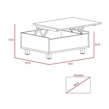 Mesa de Centro Albar, Blanco Vainilla y Macadamia, con Cajón Interno y Patas Metálicas