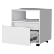 Mesa de Noche Cruella, Blanco Vainilla, con Un Cajón Deslizable