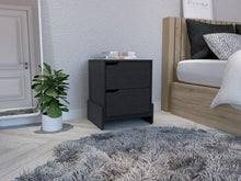 Mesa de Noche Lusu, Wengue, con Dos Cajones Organizadores