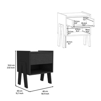 Mesa de Noche Joy,Wengue, Con Espacio Para Colocar Objetos