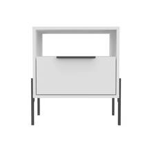 Mesa de Noche Wesley, Blanco Duqueza, Con Un Cajón Deslizable y Entrepaños x2