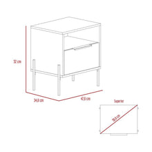 Mesa de Noche Wesley, Blanco Duqueza, Con Un Cajón Deslizable y Entrepaños x2