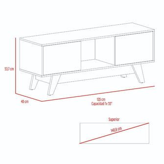 Mesa para Tv Rizzo, Nogal y Blanco, con Espacio Para Televisor 55"