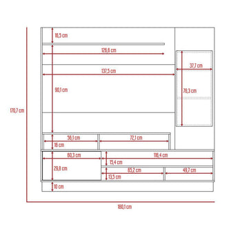 Mesa para TV Maku, Café claro y Plata Oscuro, con capacidad para televisor de 60 pulgadas