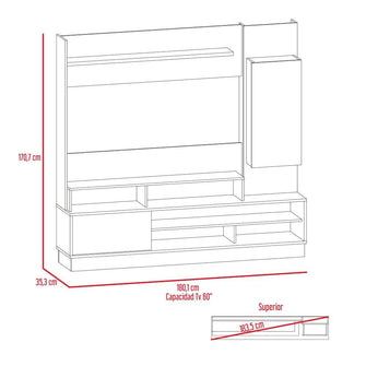 Mesa para TV Maku, Café claro y Plata Oscuro, con capacidad para televisor de 60 pulgadas