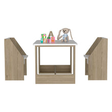 Mesa Infantil Romma, Beige y Blanco, con Dos Sillas