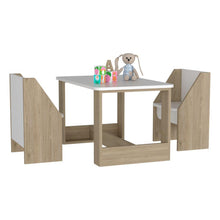 Mesa Infantil Romma, Beige y Blanco, con Dos Sillas