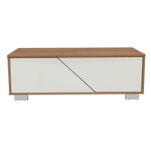 Mesa de Centro Orus, Miel y Blanco, con Cuatro Puertas y Patas En Acero