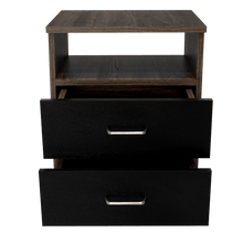 Mesa de Noche Cantabria, Wengue, con Dos Cajones Deslizables y Manijas Metálicas X2