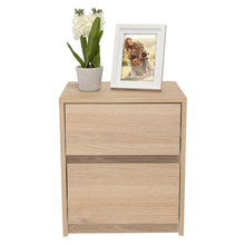 Mesa de Noche Ozzan, Beige y Blanco, con Dos Cajones Deslizables con Apertura Sin Manijas X2