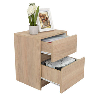 Mesa de Noche Ozzan, Beige y Blanco, con Dos Cajones Deslizables con Apertura Sin Manijas X2