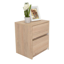 Mesa de Noche Ozzan, Beige y Blanco, con Dos Cajones Deslizables con Apertura Sin Manijas X2