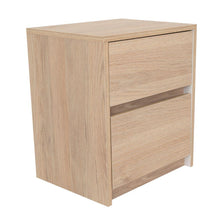 Mesa de Noche Ozzan, Beige y Blanco, con Dos Cajones Deslizables con Apertura Sin Manijas