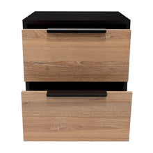 Mesa de Noche Wesley, Wengue y Miel, con Dos Cajones Organizadores