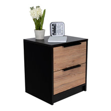 Mesa de Noche Wesley, Wengue y Miel, con Dos Cajones Organizadores X2