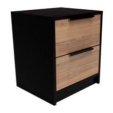 Mesa de Noche Wesley, Wengue y Miel, con Dos Cajones Organizadores