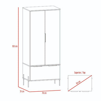 Closet Midas, Blanco Nevado, 2 Puertas y 1 Cajonera