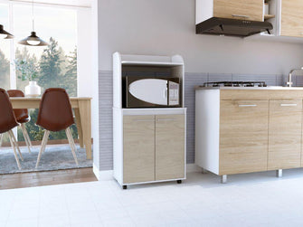 Módulo Microondas Kova, Beige y Blanco Duqueza, con Dos Puertas Batientes