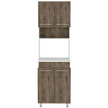 Módulo Microondas Vixmo, Nogal y Blanco Duqueza, con Cuatro Puertas Batientes