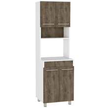 Módulo Microondas Vixmo, Nogal y Blanco Duqueza, con Cuatro Puertas Batientes