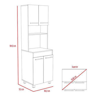 Módulo Microondas Vixmo, Nogal y Blanco Duqueza, con Cuatro Puertas Batientes