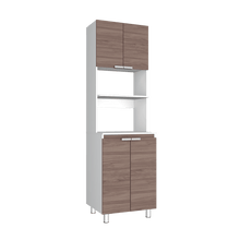 Módulo Microondas Diamante, Blanco y Castaño, con Cuatro Puertas Batientes