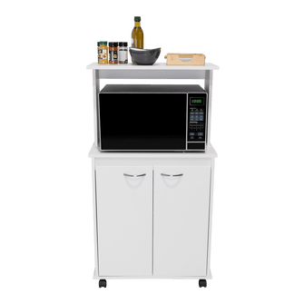 Módulo Microondas Palma, Blanco, con Dos Puertas Abatibles y Rodachinas Para Su Fácil Desplazamiento