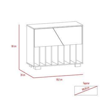 Mueble Auxiliar Lara, Caoba y Miel, con Patas En Acero y Espacio Para Objetos Decorativos