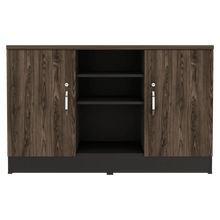 Mueble Auxiliar Recibidor Concept, Negro Soft y Chocolate, con Dos Puertas Batientes