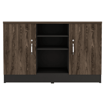 Mueble Auxiliar Recibidor Concept, Negro Soft y Chocolate, con Dos Puertas Batientes