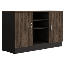 Mueble Auxiliar Recibidor Concept, Negro Soft y Chocolate, con Dos Puertas Batientes