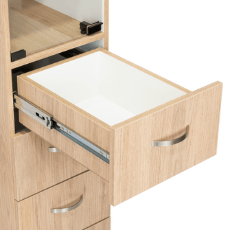 Mueble Auxiliar de Baño Picasso, Beige y Blanco, con Dos Entrepaños y Cuatro Cajones