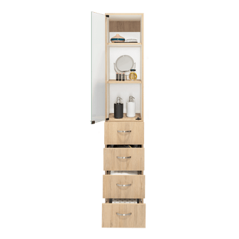 Mueble Auxiliar de Baño Picasso, Beige y Blanco, con Dos Entrepaños y Cuatro Cajones