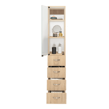 Mueble Auxiliar de Baño Picasso, Beige y Blanco, con Dos Entrepaños y Cuatro Cajones