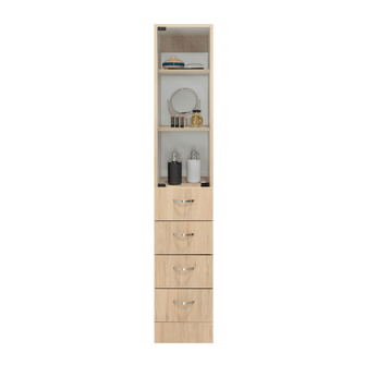 Mueble Auxiliar de Baño Picasso, Beige y Blanco, con Dos Entrepaños y Cuatro Cajones