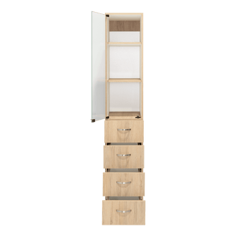 Mueble Auxiliar de Baño Picasso, Beige y Blanco, con Dos Entrepaños y Cuatro Cajones