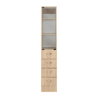 Mueble Auxiliar de Baño Picasso, Beige y Blanco, con Dos Entrepaños y Cuatro Cajones