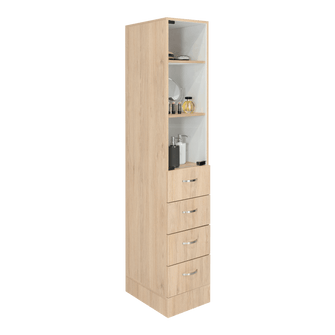 Mueble Auxiliar de Baño Picasso, Beige y Blanco, con Dos Entrepaños y Cuatro Cajones