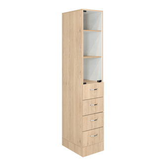 Mueble Auxiliar de Baño Picasso, Beige y Blanco, con Dos Entrepaños y Cuatro Cajones