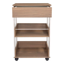 Mueble Auxiliar de Cocina Azana, Moca y Blanco, con Entrepaños y Rodachines Para Su Fácil Desplazamiento