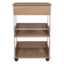 Mueble Auxiliar de Cocina Azana, Moca y Blanco, con Entrepaños y Rodachines Para Su Fácil Desplazamiento