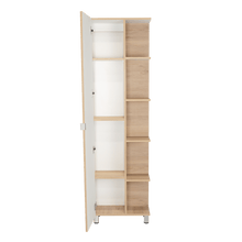 Mueble Esquinero Aqua, Beige y Blanco, con Variedad de Entrepaños