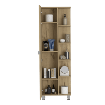 Mueble Esquinero Arán, Café Claro, con Variedad de Entrepaños