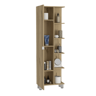 Mueble Esquinero Arán, Café Claro, con Variedad de Entrepaños