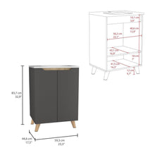 Mueble para Lavamanos Vicent, Plata oscuro y Café claro, con Dos Puerta Batientes