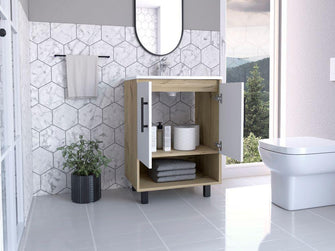 Mueble para Lavamanos Aqua, Café Claro y Blanco Vainilla, con 2 puertas abatibles Incluye Lavamanos