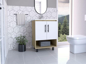 Mueble para Lavamanos Aqua, Café Claro y Blanco Vainilla, con 2 puertas abatibles Incluye Lavamanos