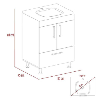 Mueble para Lavamanos Homer, Wengue, con Un Cajón y Dos Puertas Batientes